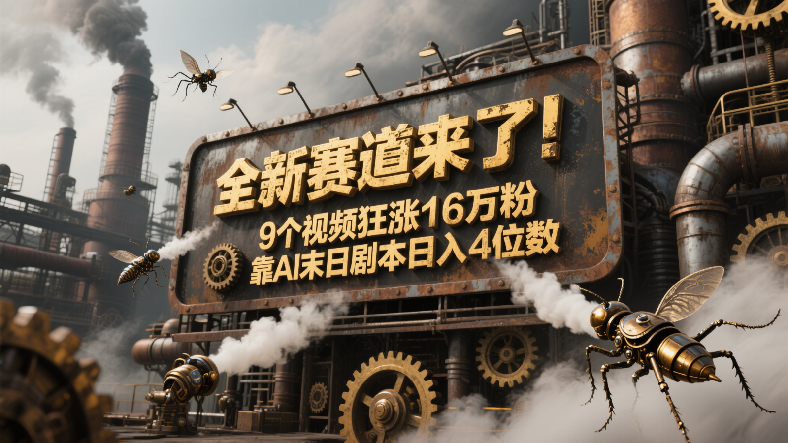 全新赛道来了！9个视频狂涨16万粉，靠AI末日剧本日入4位数，评论区爆肝追更！-泱泱学习社