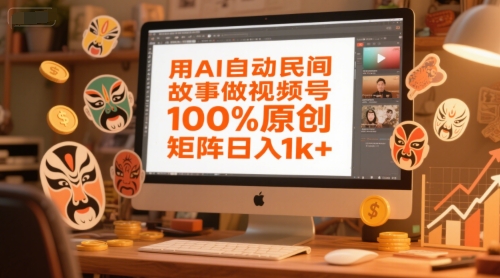 用AI自动民间故事做视频号，100%原创，矩阵日入1k+-泱泱学习社