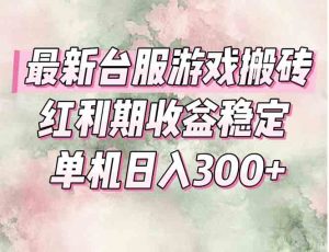 最新台服游戏搬砖，红利期收益高稳定，操作简单，小白闭眼入。-泱泱学习社