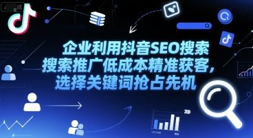 企业利用抖音SEO搜索推广低成本精准获客，选择关键词抢占先机-泱泱学习社