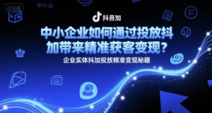 中小企业如何通过投放抖加带来精准获客变现？企业实体抖加投放精准变现秘籍-泱泱学习社