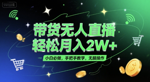 带货无人直播，轻松月入2W+，小白必做，手把手教学，无脑操作(附学习资料)-泱泱学习社