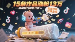 用AI制作幼崽代言人，宝宝的控诉火爆全网，15条作品涨粉13W，单号月入5位数实操教程-泱泱学习社