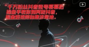 千万粉丝抖音账号幕后操盘手教你如何做抖音，掘金短视频自建流量池-泱泱学习社