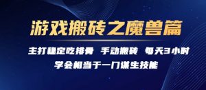 游戏搬砖之魔兽篇，稳定吃排骨每天3小时【揭秘】-泱泱学习社