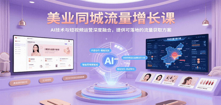 美业同城流量增长课，AI技术与短视频运营深度融合，提供可落地的流量获取方案-泱泱学习社