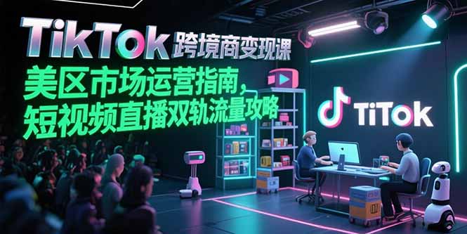TikTok跨境电商变现课，美区市场运营指南，短视频直播双轨流量攻略-泱泱学习社