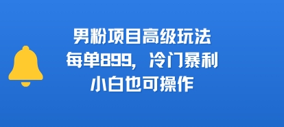 男粉项目高级玩法，每单899，冷门暴利，小白也可操作-泱泱学习社