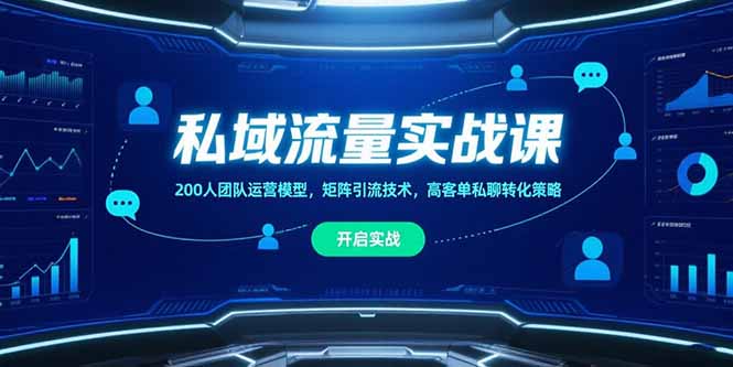 私域流量实战课，200人团队运营模型，矩阵引流技术，高客单私聊转化策略-泱泱学习社