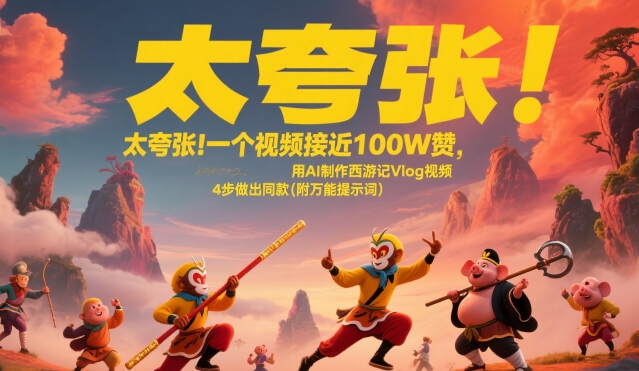 太夸张！一个视频接近100W赞，用AI制作西游记Vlog视频，全流程拆解来了(附万能提示词)-泱泱学习社