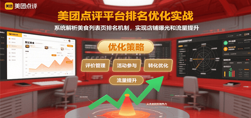 美团点评平台排名优化实战，系统解析美食列表页排名机制，实现店铺曝光和流量提升-泱泱学习社