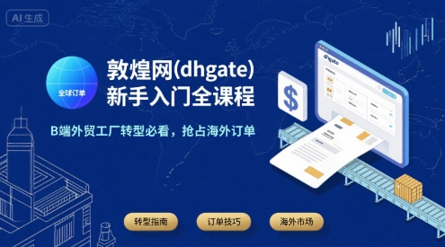 敦煌网(dhgate)新手入门全课程，B端外贸工厂转型必看，抢占海外订单-泱泱学习社