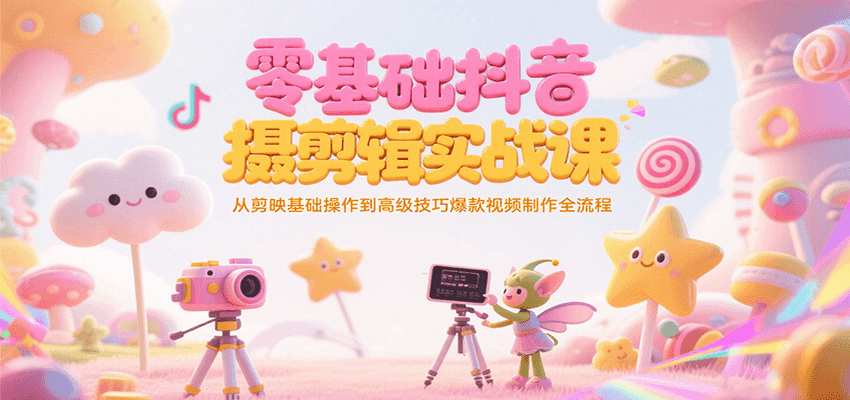 零基础抖音短视频拍摄剪辑实战课，从剪映基础操作到高级技巧爆款视频制作全流程-泱泱学习社