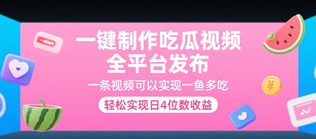 一键制作吃瓜视频，全平台发布，一条视频可以实现一鱼多吃，轻松实现日4位数收益【揭秘】-泱泱学习社