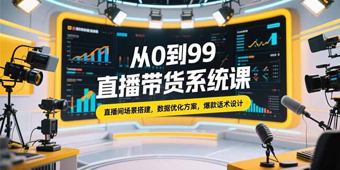 从0到99直播带货系统课，直播间场景搭建，数据优化方案，爆款话术设计-泱泱学习社