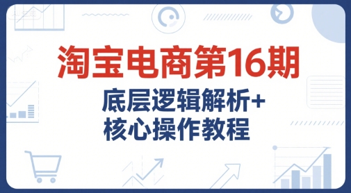 淘宝电商第16期，底层逻辑解析+核心操作教程，运营、推广提升能力的必学课程+配套资料-泱泱学习社