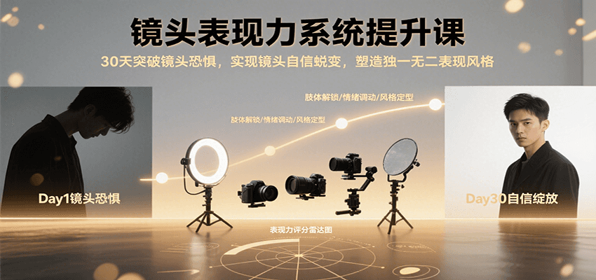 镜头表现力系统提升课，30天突破镜头恐惧实现自信蜕变，塑造独一无二表现风格-泱泱学习社