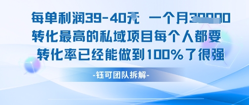 每单利润40一个月7k+转化最高的私域项目，每个人都要的产品转化率已经能做到100%-泱泱学习社