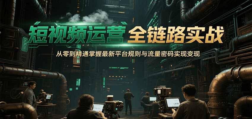短视频运营全链路实战，从零到精通掌握最新平台规则与流量密码实现变现-泱泱学习社