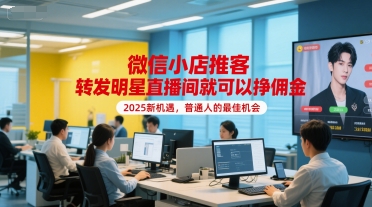 微信小店推客，转发明星直播间就可以挣佣金，2025新机遇，普通人的最佳机会-泱泱学习社