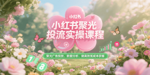 小红书聚光投流实操课程，聚光广告投放、数据分析、做高效低成本获客-泱泱学习社