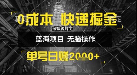0成本快递掘金玩法，日入1k+，小白30分钟上手，收益嘎嘎猛【揭秘】-泱泱学习社