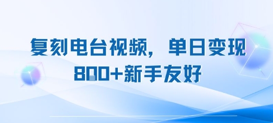 复刻电台视频，单日变现8张+新手友好，长期可做-泱泱学习社