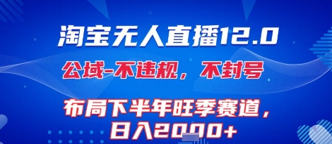 淘宝无人直播12.0，不封号，不违规，布局下半年旺季赛道，日入1k+(独家技术)【揭秘】-泱泱学习社