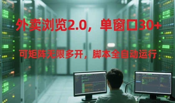 外卖浏览2.0，单窗口30+可矩阵无限多开，脚本全自动运行【揭秘】-泱泱学习社