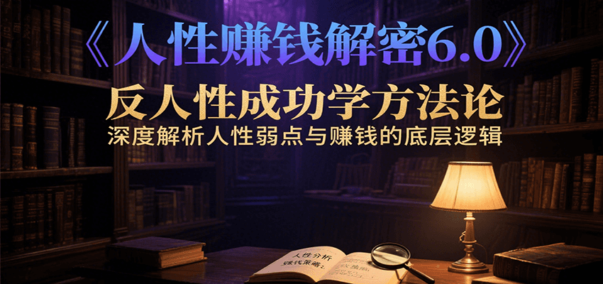 人性赚钱解密6.0，反人性成功学方法论，深度解析人性弱点与赚钱的底层逻辑-泱泱学习社