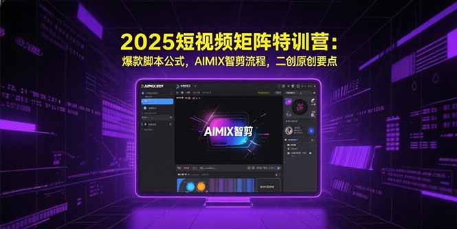 2025短视频矩阵特训营：爆款脚本公式，AIMIX智剪流程，二创原创要点-泱泱学习社