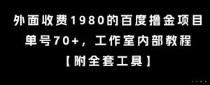 外面收费1980的百度撸金项目，单号70+，工作室内部教程【揭秘】-泱泱学习社