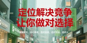 定位解决竞争,让你做对选择,复制成功,选对赛道,选对品类,选对平台,选对人-泱泱学习社