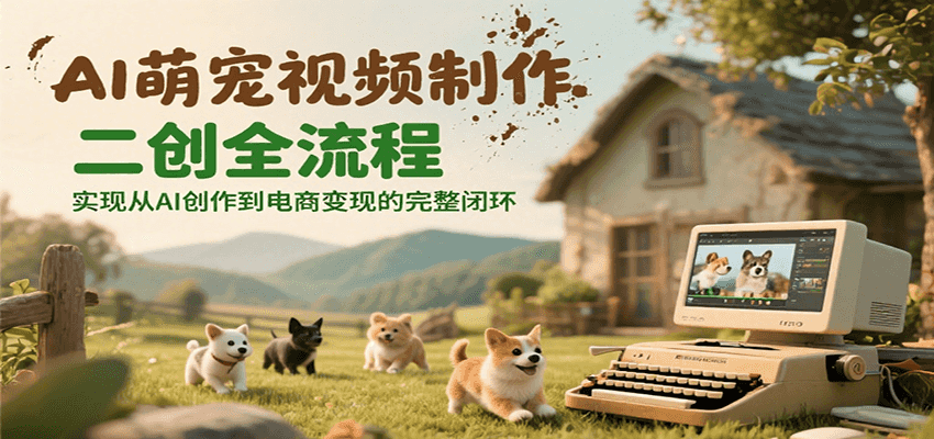 AI萌宠视频制作二创全流程，实现从AI创作到电商变现的完整闭环-泱泱学习社