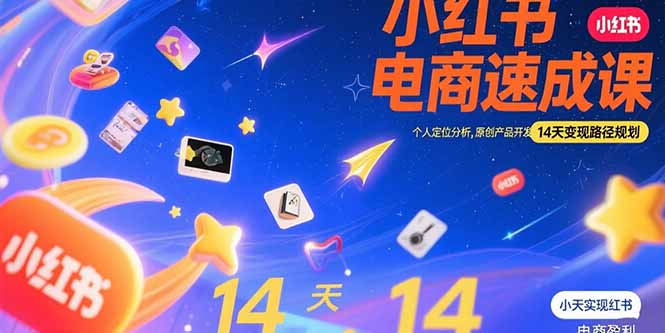 小红书虚拟电商速成课：个人定位分析，原创产品开发，14天变现路径规划-泱泱学习社
