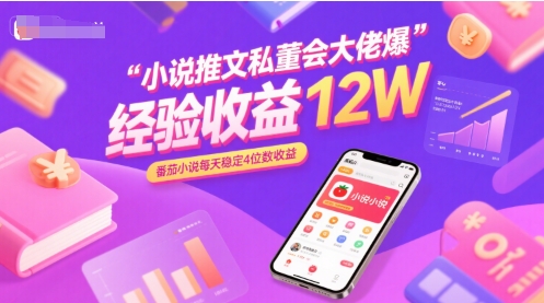 小说推文私董会大佬爆单经验分享收益12W，番茄小说每天稳定4位数收益-泱泱学习社