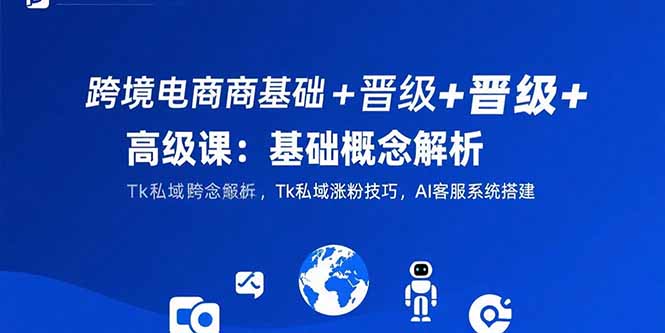 跨境电商基础+晋级+高级课：基础概念解析,Tk私域涨粉技巧,AI客服系统搭建-泱泱学习社