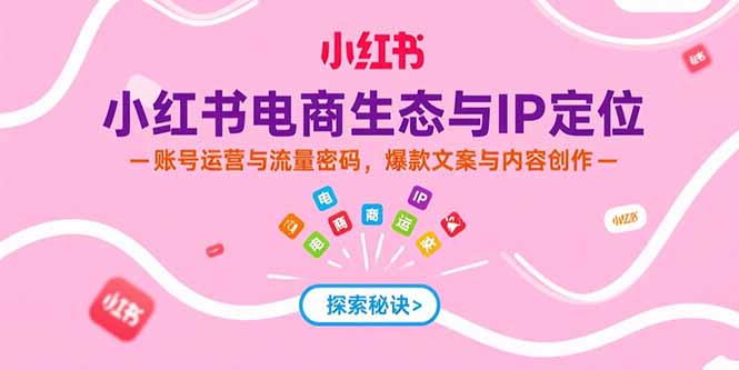 小红书电商生态与IP定位，账号运营与流量密码，爆款文案与内容创作-泱泱学习社