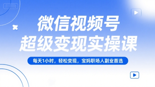 微信视频号超级变现实操课，每天1小时，轻松变现，宝妈职场人副业首选-泱泱学习社