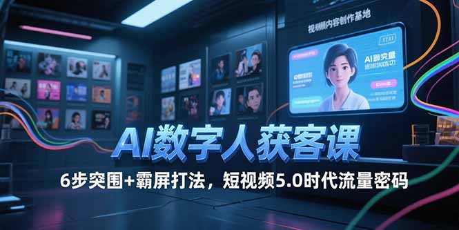 AI数字人获客课，6步突围+霸屏打法，短视频5.0时代流量密码-泱泱学习社
