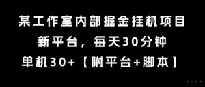 某工作室内部掘金挂G项目,新平台,每天30分钟,单机30+【揭秘】-泱泱学习社