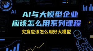 AI与大模型企业应该怎么用系列课程,究竟应该怎么用好大模型-泱泱学习社