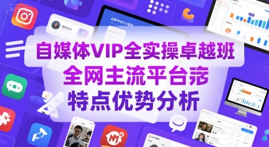 自媒体VIP全实操卓越班，全网主流平台特点优势分析-泱泱学习社