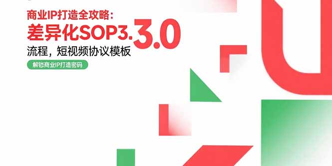 商业IP打造全攻略：差异化SOP3.0流程，短视频协议模板，婚恋项目实战案例-泱泱学习社