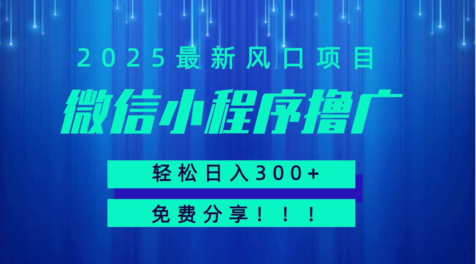 微信小程序撸广，最新风口项目，日入300+ 免费分享 可批量操作 小白可轻松上手！！-泱泱学习社