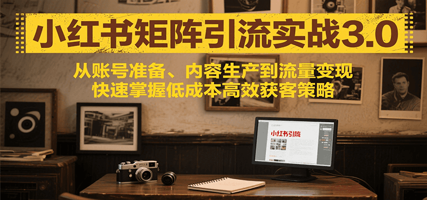 小红书矩阵引流3.0，从账号准备、内容生产到流量变现，快速掌握低成本高效获客策略-泱泱学习社