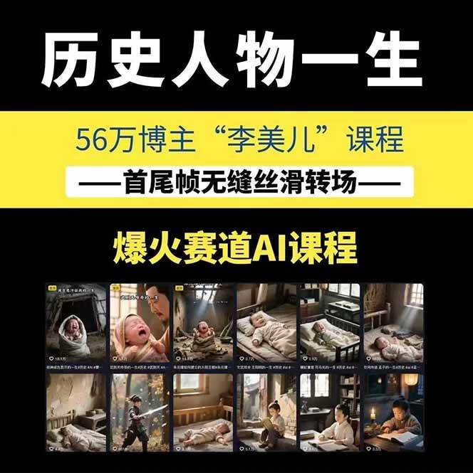 图片[1]-AI历史人物短视频创作，含IP打造、首尾帧无缝转场、智能体视频制作等核心教学内容-泱泱学习社
