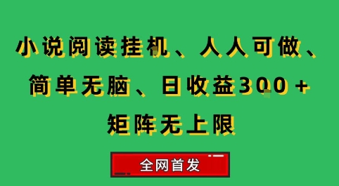 小说挂G阅读，人人可做，简单无脑，一天收益3张+矩阵无限上，全网首发【揭秘】-泱泱学习社
