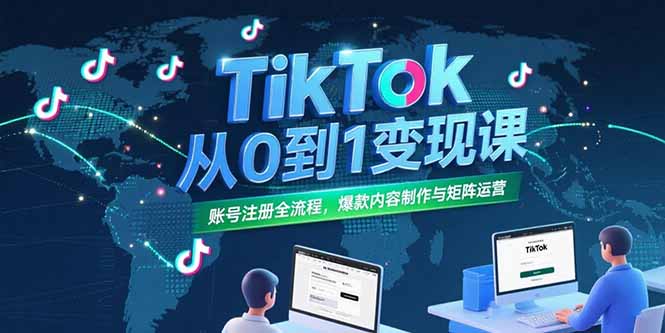 TikTok从0到1变现课，账号注册全流程，爆款内容制作与矩阵运营-泱泱学习社