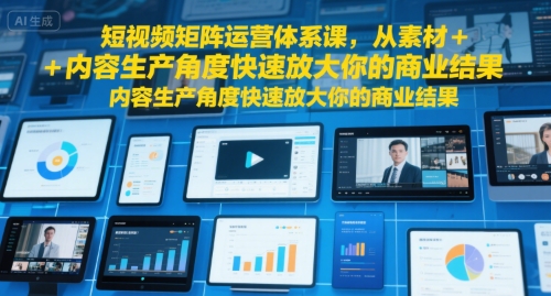 短视频矩阵运营体系课，从素材+内容生产角度快速放大你的商业结果-泱泱学习社